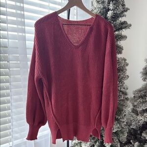 SHEIN Women's V-Neck Sweater - Red